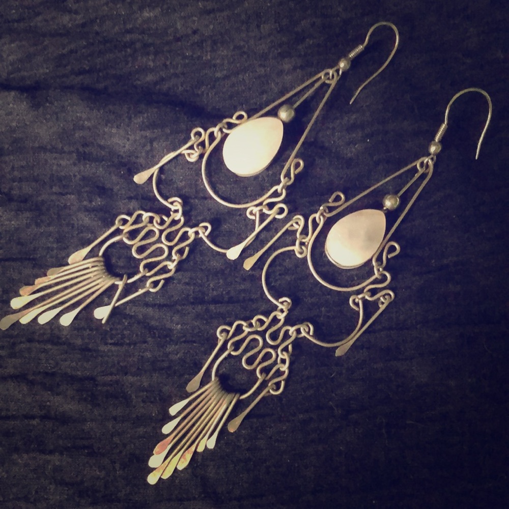 Boho chandelier earrings with agate